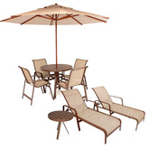 Kit Lótus Premium Completo 01 Mesa Ripada De 1.00m + 04 Cadeiras+ 01 Ombrelone + 02 Espreguiçadeiras+ Mesinha Lateral