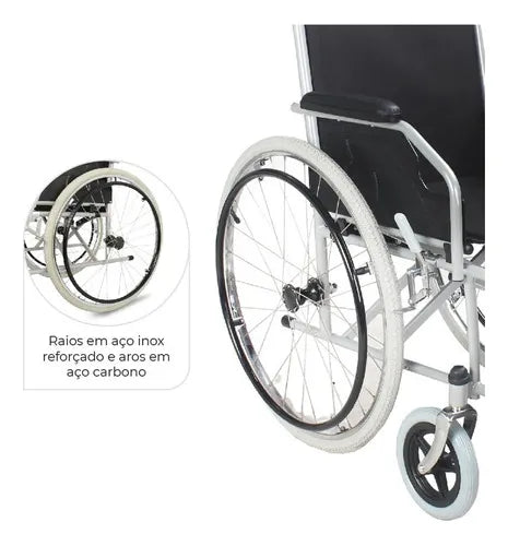 Cadeira De Rodas Dobrável Compacta em Aço Carbono até 120 Kg D100 Dellamed