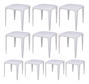 Kit Com 10 Mesa De Plástico Bela Vista - Branca - Mor Cor Branco