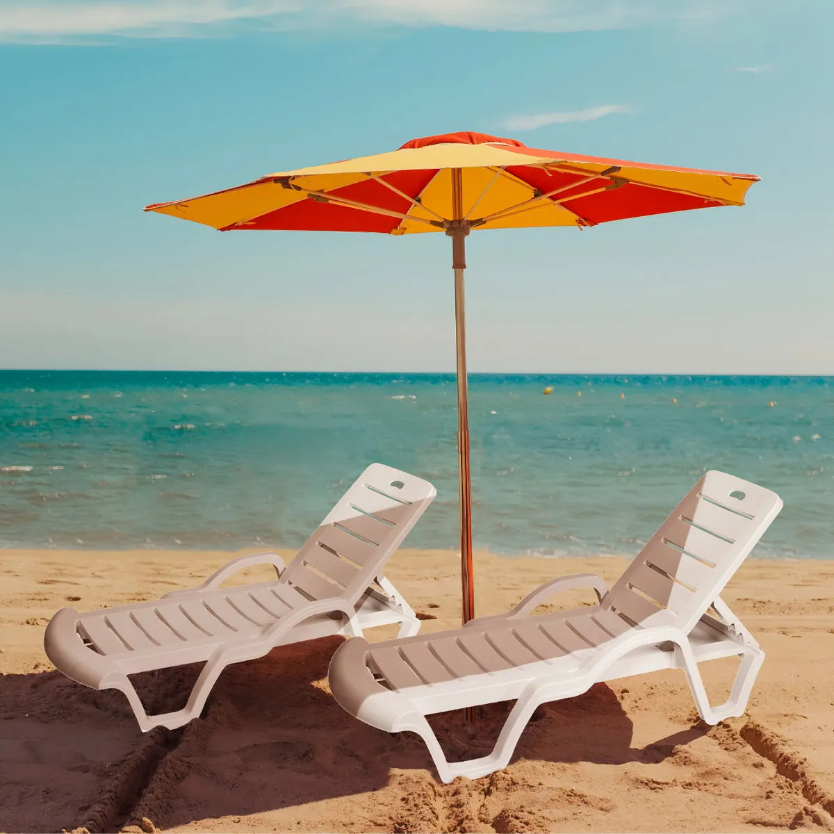 Espreguiçadeira Plástica Bahamas Branca Piscina E Praia Cor Branco