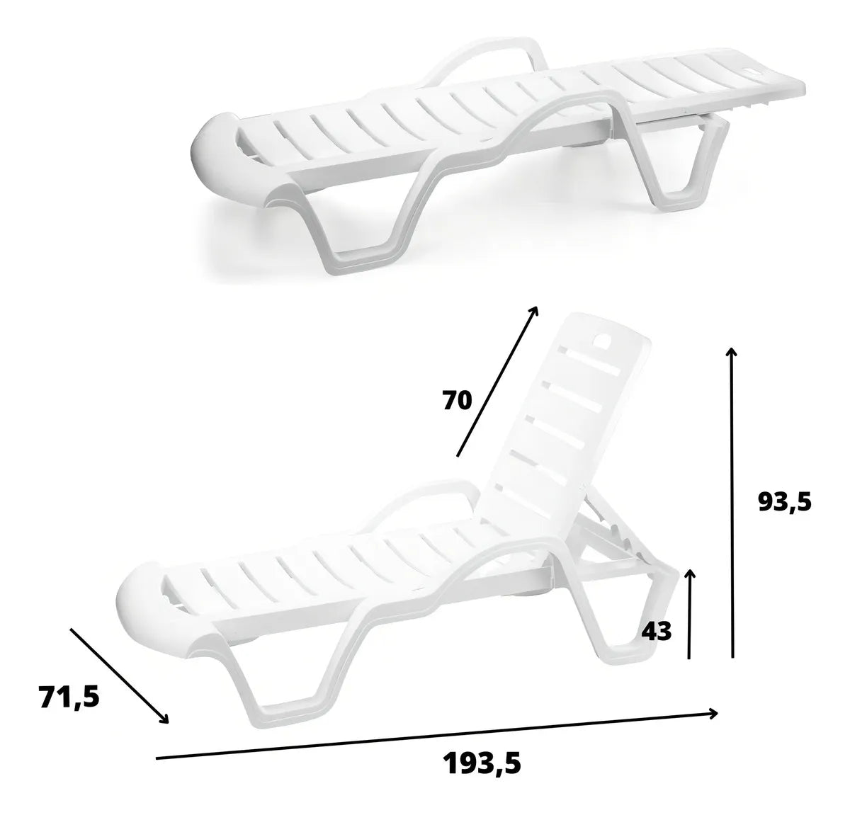 Espreguiçadeira Plástica Bahamas Branca Piscina E Praia Cor Branco