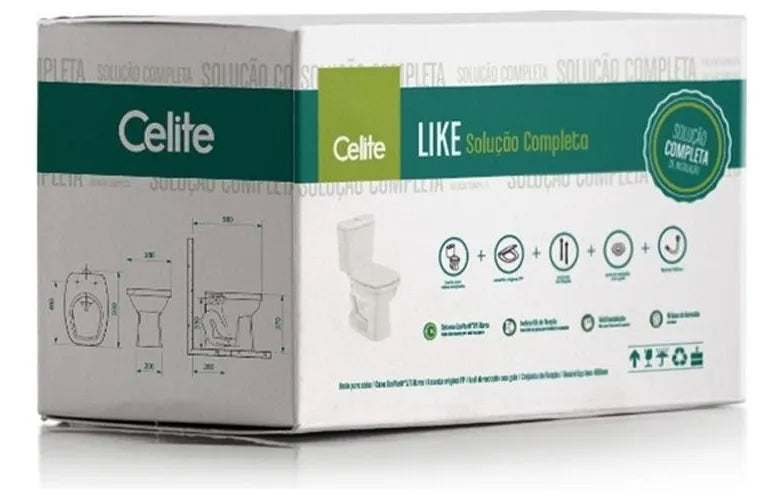 Kit Bacia Celite Com Caixa Acoplada Completo Like Branco