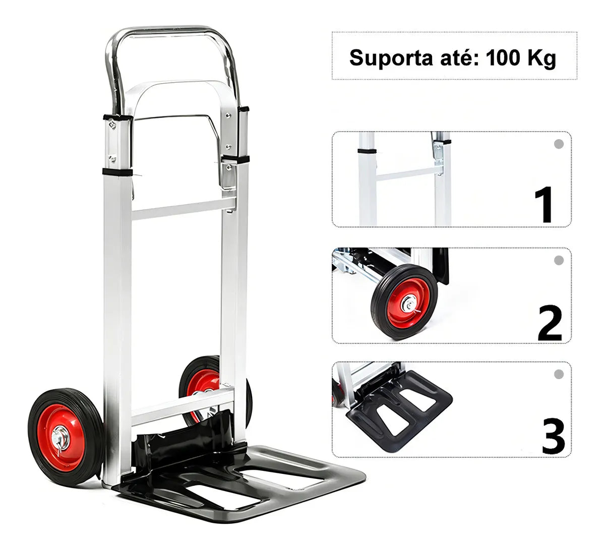 Carrinho Para Cargas Multiuso 100% Em Alumínio E Aço 100kg