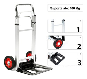 Carrinho Para Cargas Multiuso 100% Em Alumínio E Aço 100kg