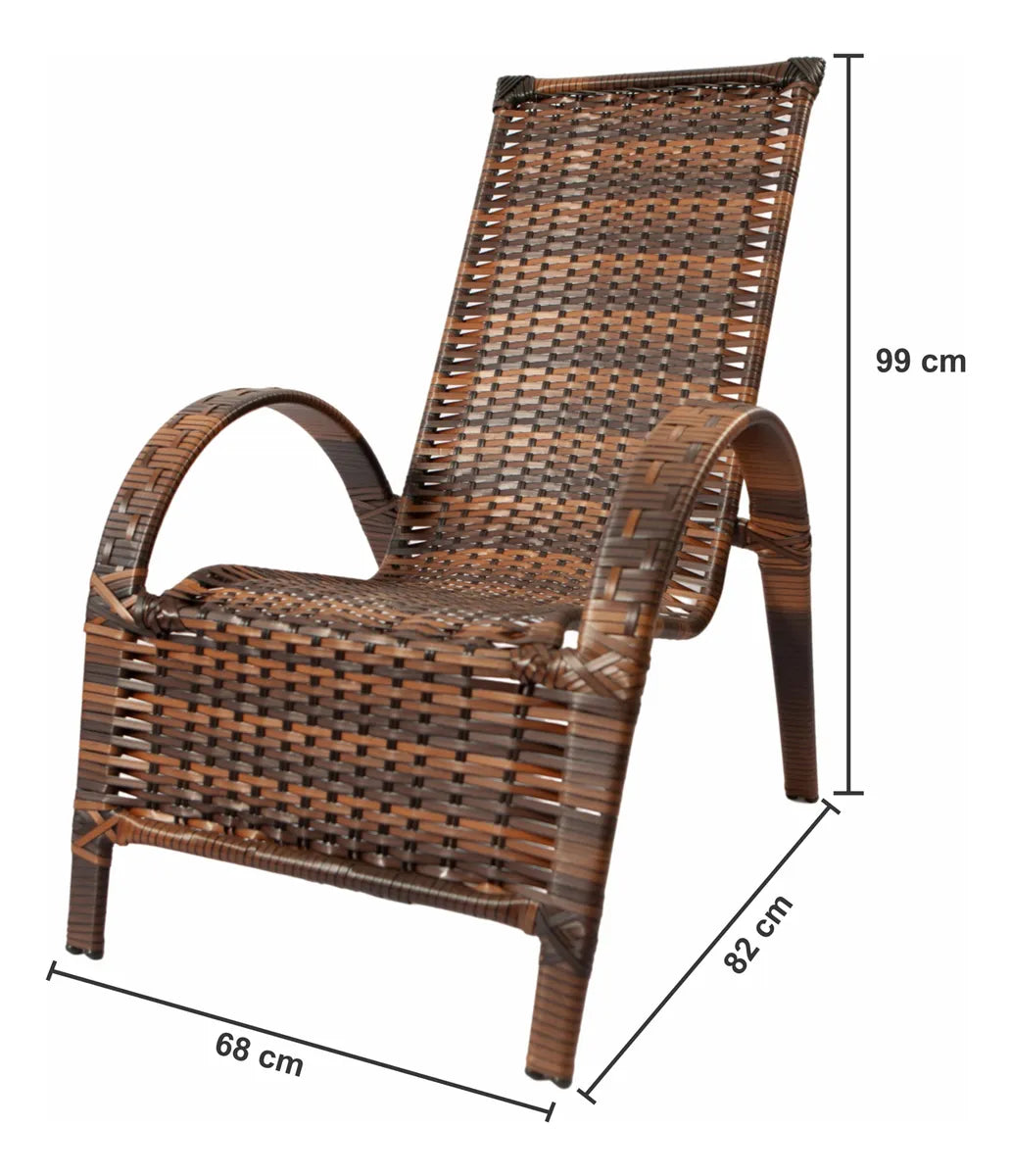 Cadeira Poltrona Varanda Fibra Sintética- Kit C/ 4 + Mesinha