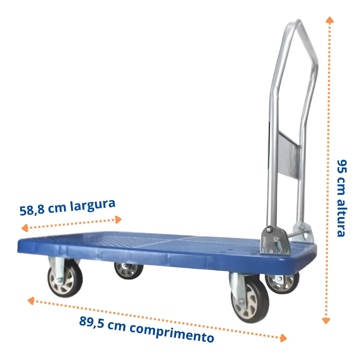 Carrinho De Carga Plataforma Dobrável Capacidade 300kg Aço