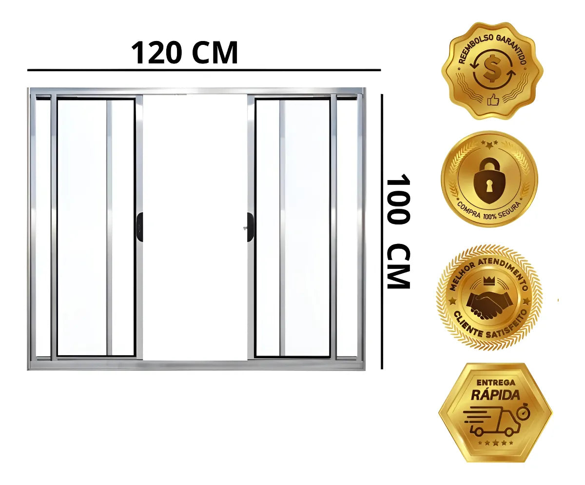 Janela Vitro 4folhas 1,00x1,20 Aluminio S\g Brilhante Oferta