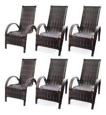 Cadeira Poltrona Jardim Varanda Junco Sintético - Kit 6 Un.