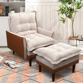 Poltrona Reclinável com Puff Catena - King House Bege