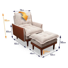 Poltrona Reclinável com Puff Catena - King House Bege