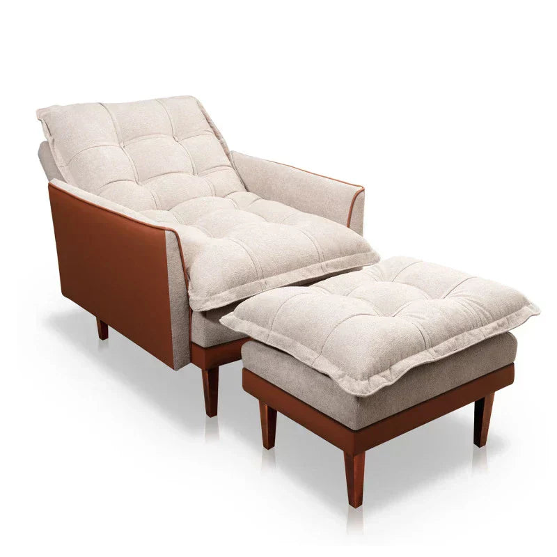 Poltrona Reclinável com Puff Catena - King House Bege