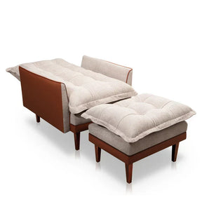 Poltrona Reclinável com Puff Catena - King House Bege