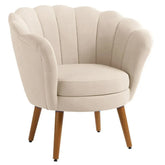 Poltrona Decorativa Petala Pés Palito Veludo Bege