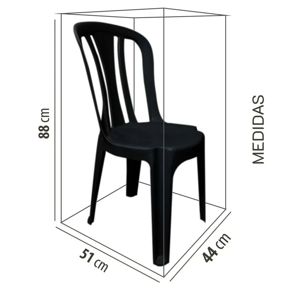 Conjunto/Jogo de Mesa com 4 Cadeiras Plásticas Bistrô Suporta 182kg