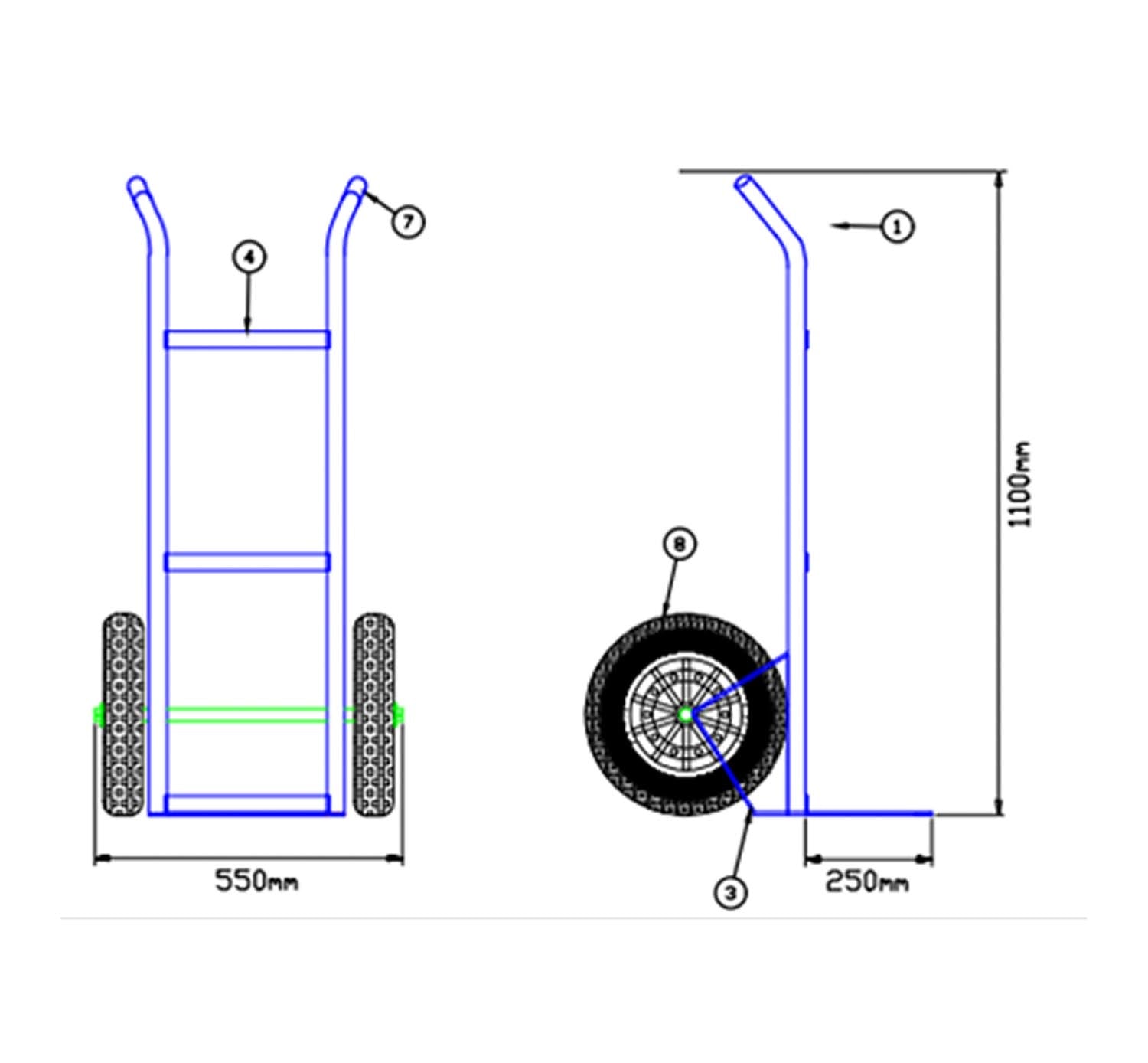 Carrinho De Carga Transporte 2 Rodas Suporta 150kg Metalosa