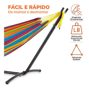 Suporte De Rede Descanso 2,70m Até 250kg Reforçado Com Ganchos (+BRINDE)